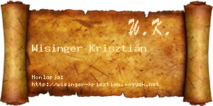 Wisinger Krisztián névjegykártya